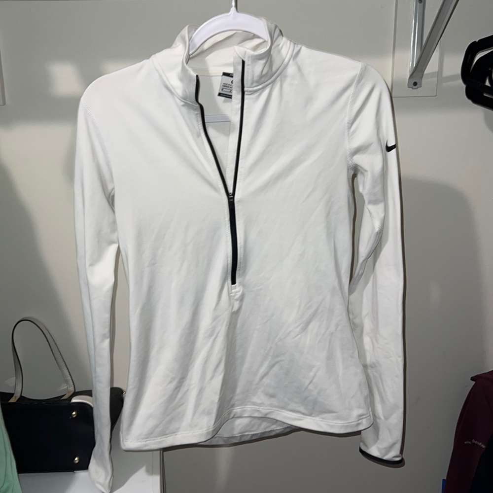 White Nike pro dry fit zip up